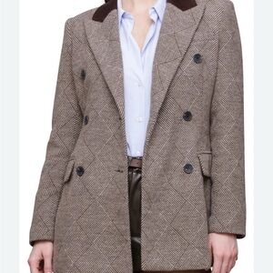 Avec Les Filles Brown Herringbone Blazer-Small